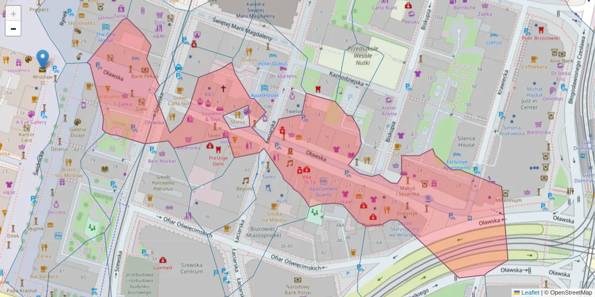 Szczegółowa mapa kodu pocztowego 50-123 z granicami, sąsiednimi kodami pocztowymi i urzędami pocztowymi