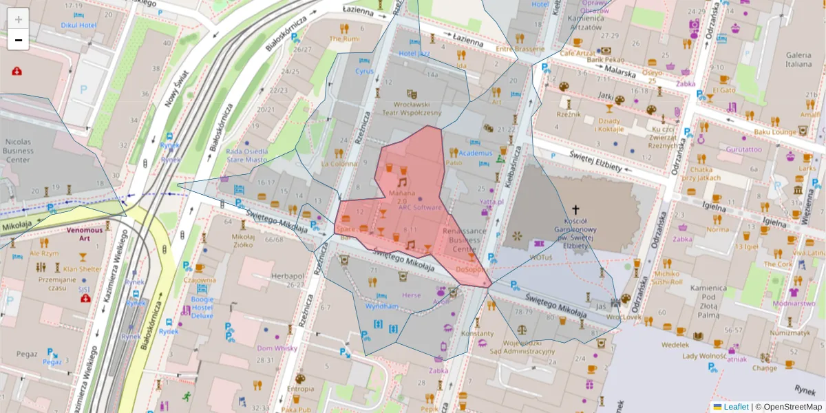 Szczegółowa mapa kodu pocztowego 50-125 z granicami, sąsiednimi kodami pocztowymi i urzędami pocztowymi