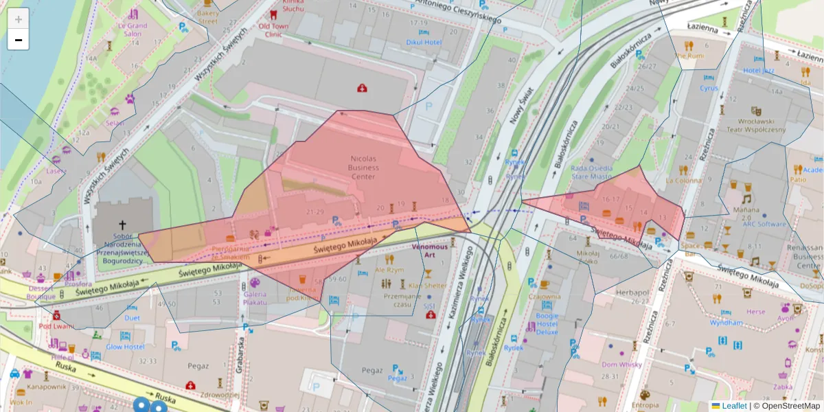 Szczegółowa mapa kodu pocztowego 50-128 z granicami, sąsiednimi kodami pocztowymi i urzędami pocztowymi