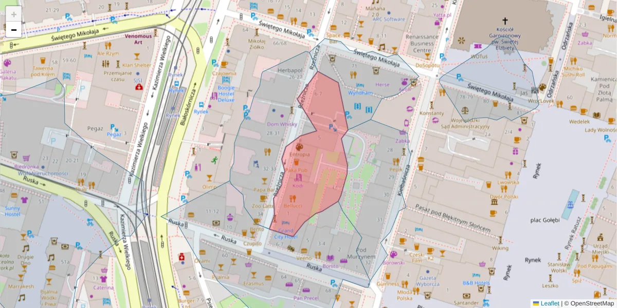 Szczegółowa mapa kodu pocztowego 50-129 z granicami, sąsiednimi kodami pocztowymi i urzędami pocztowymi