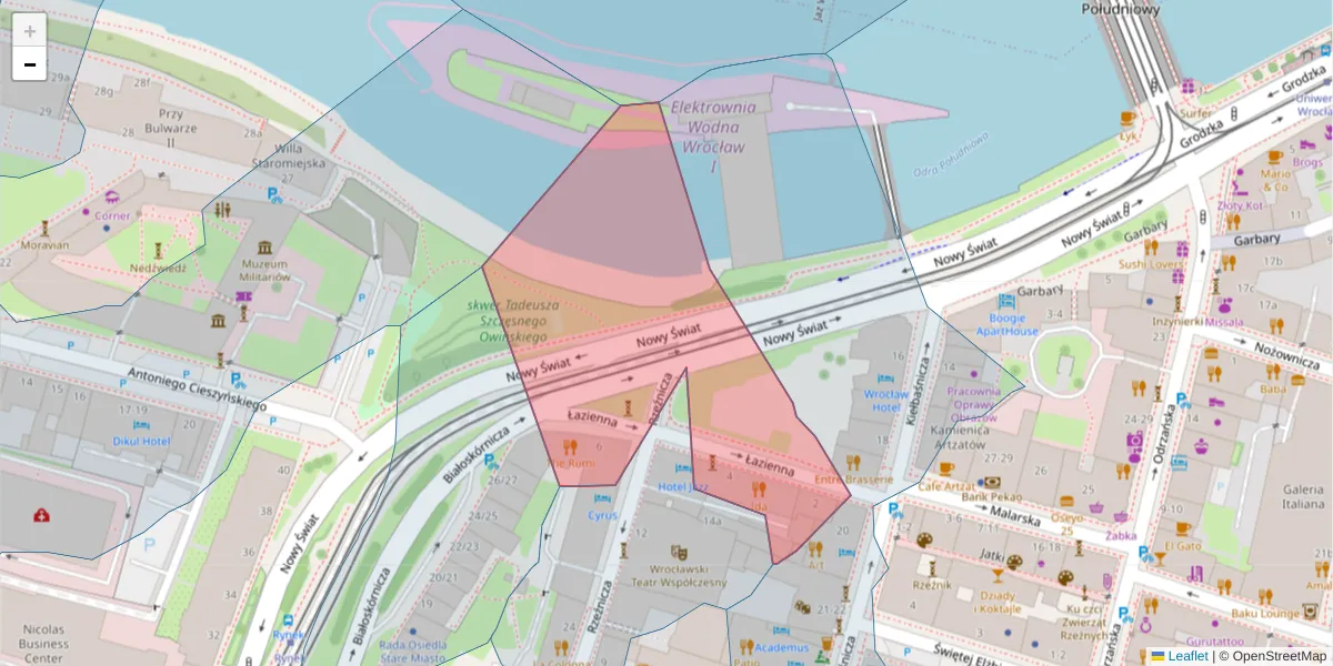 Szczegółowa mapa kodu pocztowego 50-133 z granicami, sąsiednimi kodami pocztowymi i urzędami pocztowymi