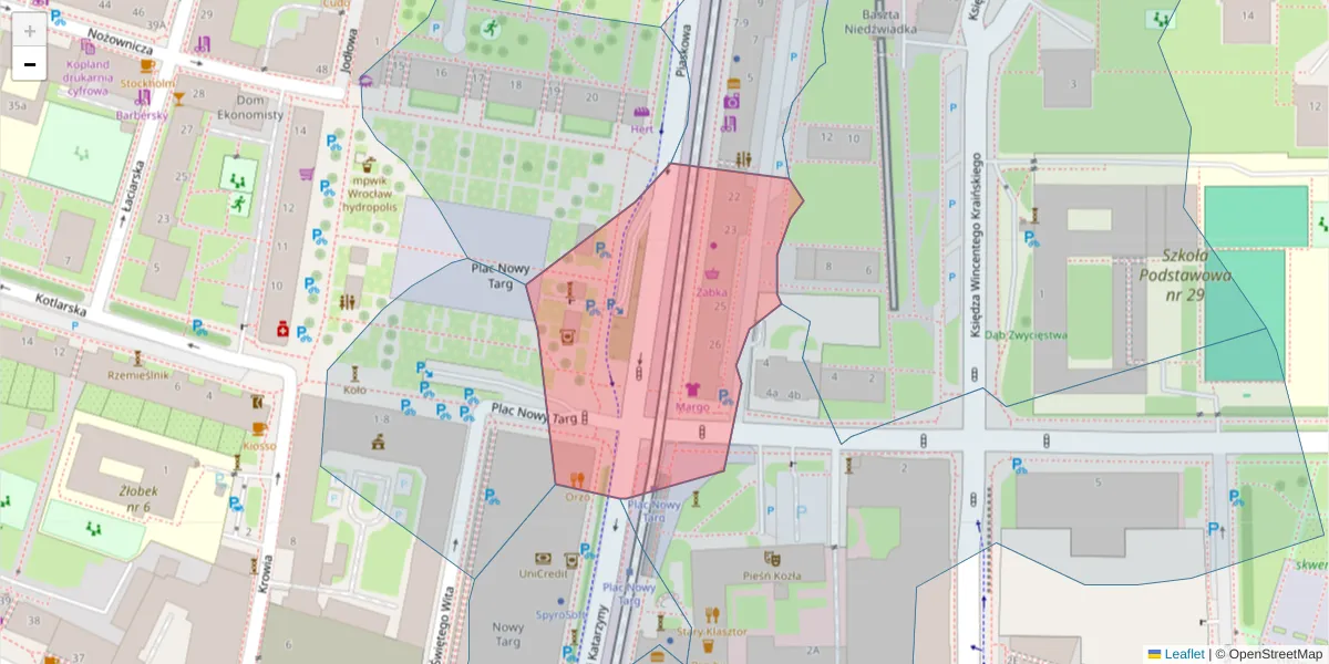 Szczegółowa mapa kodu pocztowego 50-144 z granicami, sąsiednimi kodami pocztowymi i urzędami pocztowymi
