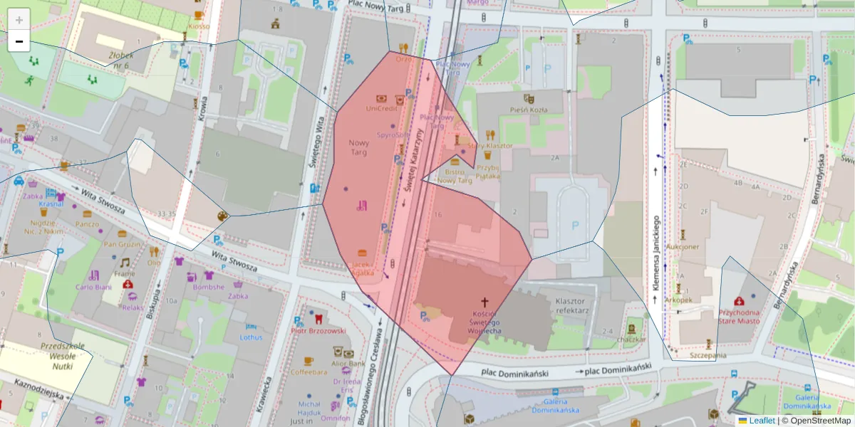 Szczegółowa mapa kodu pocztowego 50-152 z granicami, sąsiednimi kodami pocztowymi i urzędami pocztowymi