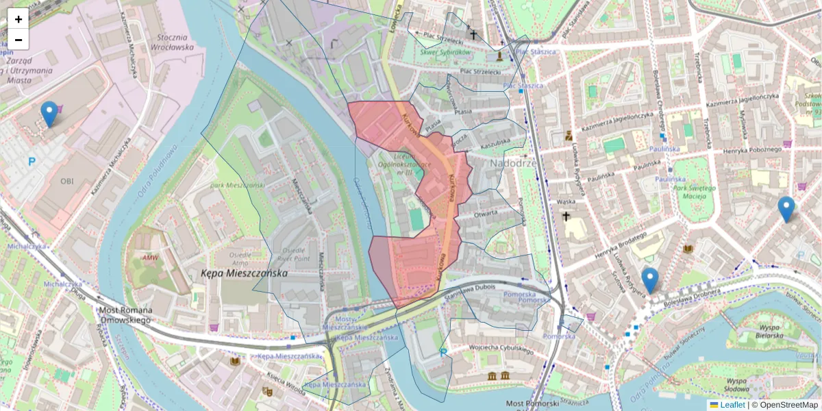 Szczegółowa mapa kodu pocztowego 50-210 z granicami, sąsiednimi kodami pocztowymi i urzędami pocztowymi