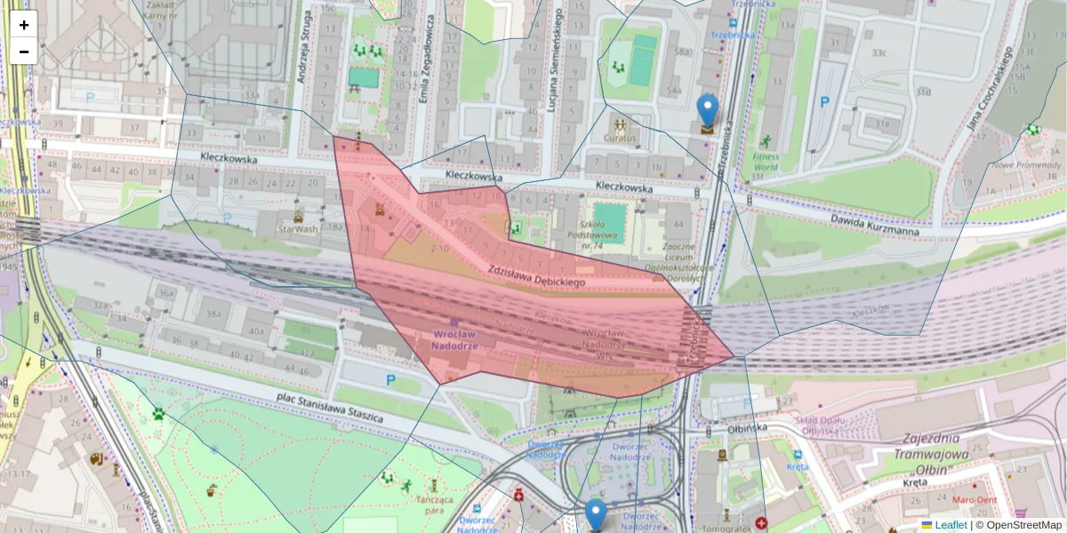 Szczegółowa mapa kodu pocztowego 50-230 z granicami, sąsiednimi kodami pocztowymi i urzędami pocztowymi