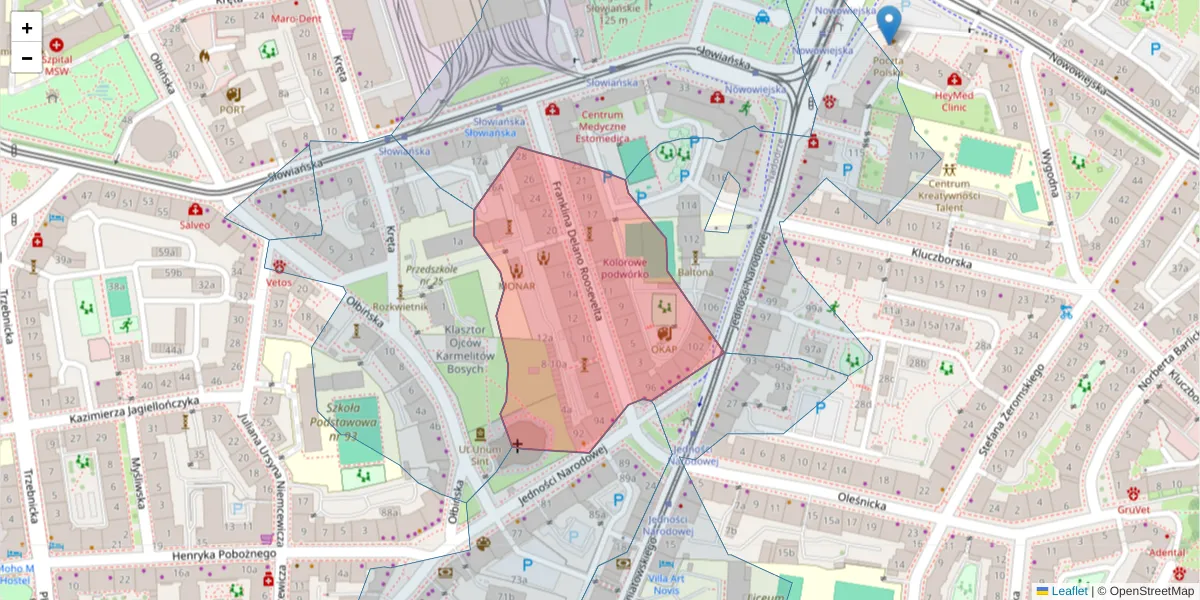 Szczegółowa mapa kodu pocztowego 50-236 z granicami, sąsiednimi kodami pocztowymi i urzędami pocztowymi