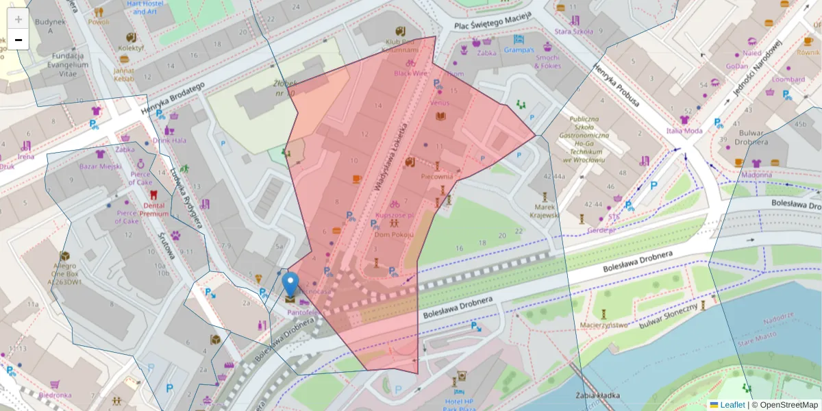 Szczegółowa mapa kodu pocztowego 50-243 z granicami, sąsiednimi kodami pocztowymi i urzędami pocztowymi