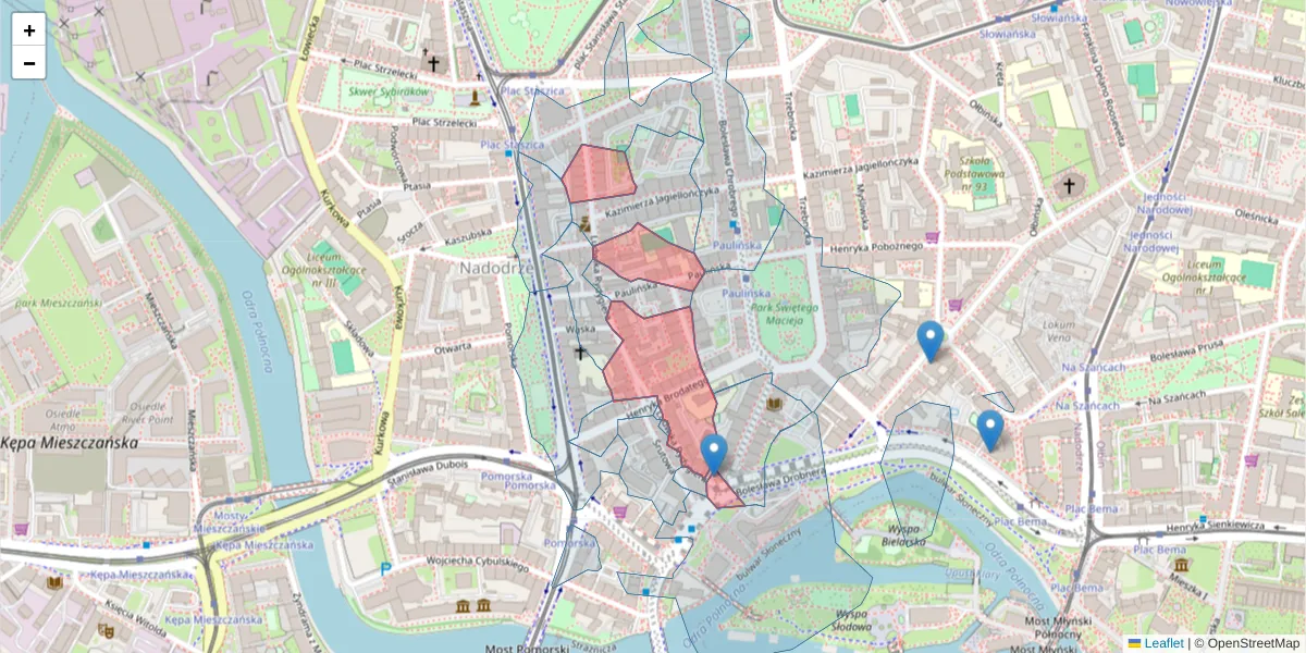 Szczegółowa mapa kodu pocztowego 50-248 z granicami, sąsiednimi kodami pocztowymi i urzędami pocztowymi