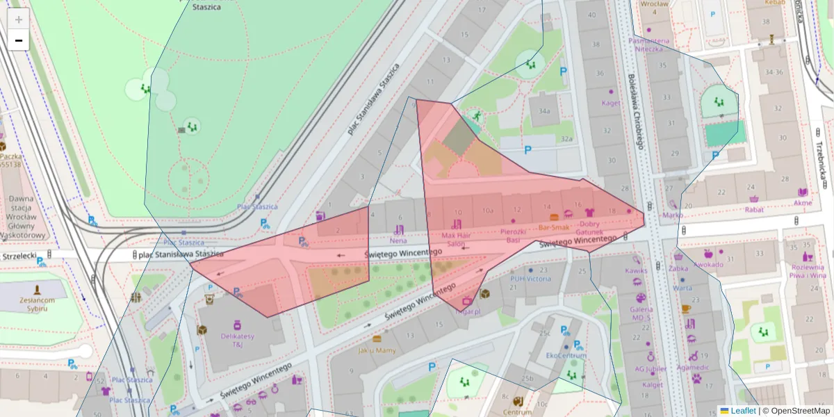 Szczegółowa mapa kodu pocztowego 50-253 z granicami, sąsiednimi kodami pocztowymi i urzędami pocztowymi