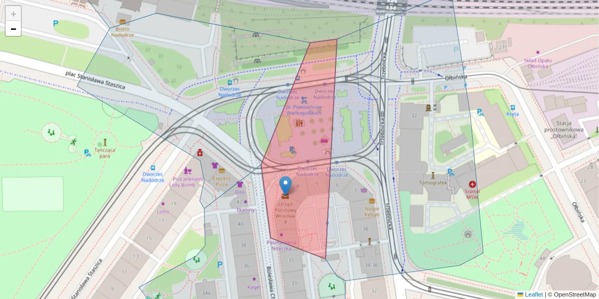 Szczegółowa mapa kodu pocztowego 50-255 z granicami, sąsiednimi kodami pocztowymi i urzędami pocztowymi