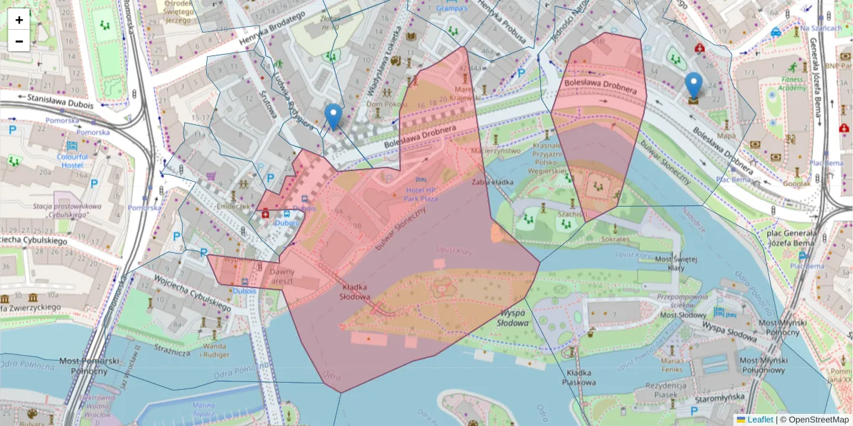 Szczegółowa mapa kodu pocztowego 50-257 z granicami, sąsiednimi kodami pocztowymi i urzędami pocztowymi