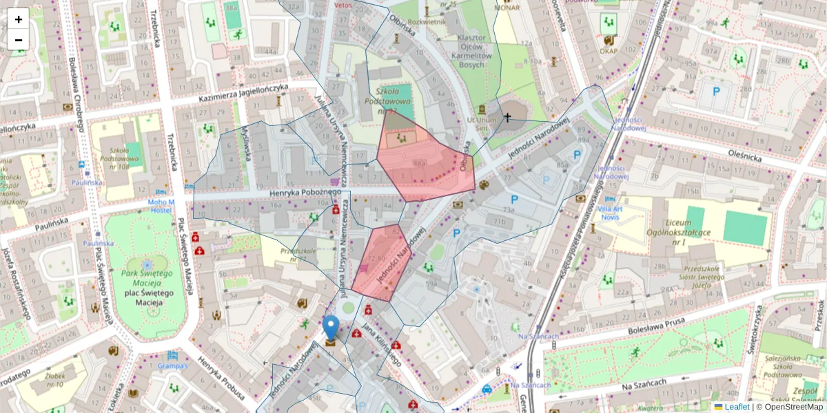 Szczegółowa mapa kodu pocztowego 50-261 z granicami, sąsiednimi kodami pocztowymi i urzędami pocztowymi