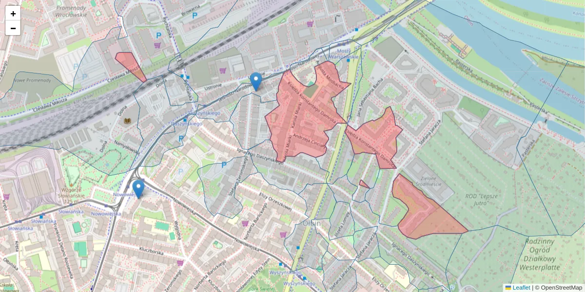Szczegółowa mapa kodu pocztowego 50-306 z granicami, sąsiednimi kodami pocztowymi i urzędami pocztowymi