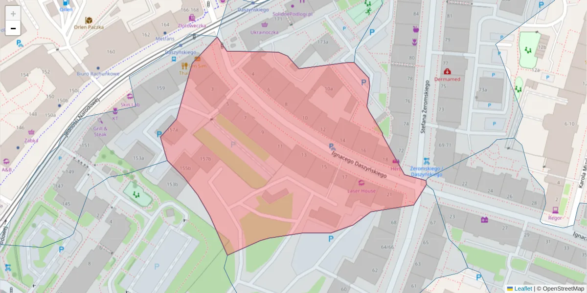 Szczegółowa mapa kodu pocztowego 50-309 z granicami, sąsiednimi kodami pocztowymi i urzędami pocztowymi