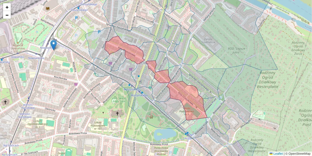 Szczegółowa mapa kodu pocztowego 50-311 z granicami, sąsiednimi kodami pocztowymi i urzędami pocztowymi