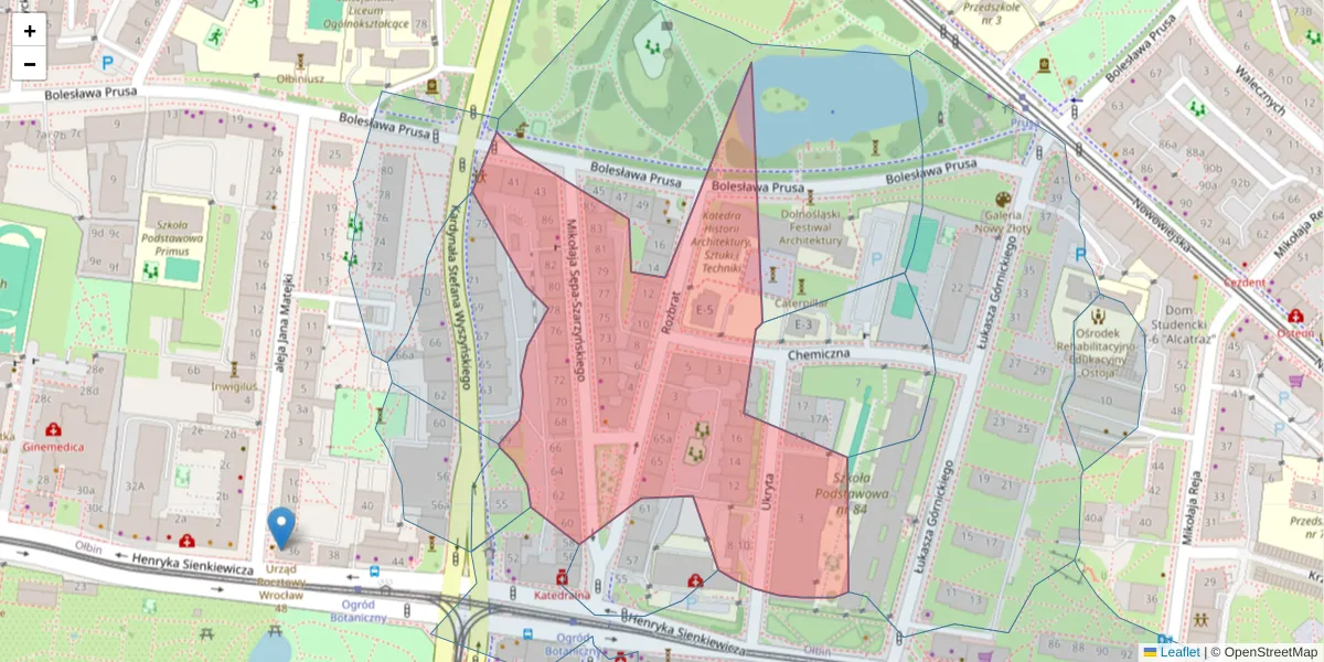 Szczegółowa mapa kodu pocztowego 50-334 z granicami, sąsiednimi kodami pocztowymi i urzędami pocztowymi