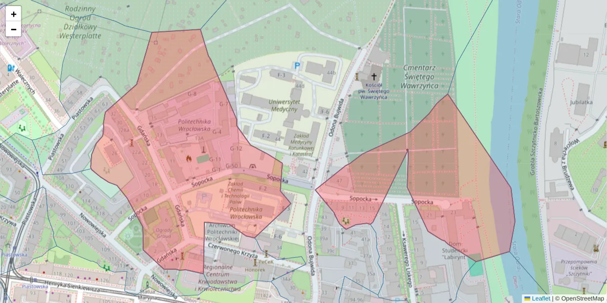 Szczegółowa mapa kodu pocztowego 50-344 z granicami, sąsiednimi kodami pocztowymi i urzędami pocztowymi