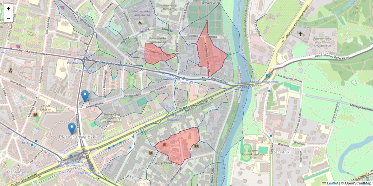 Szczegółowa mapa kodu pocztowego 50-345 z granicami, sąsiednimi kodami pocztowymi i urzędami pocztowymi