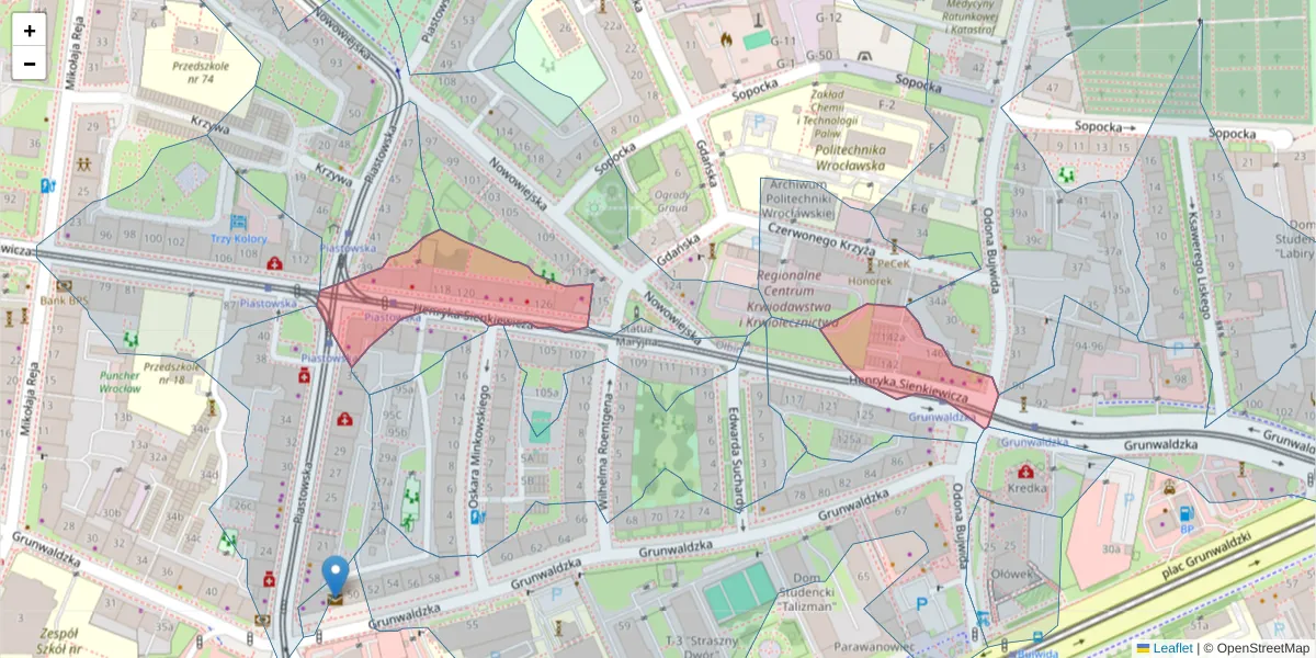 Szczegółowa mapa kodu pocztowego 50-347 z granicami, sąsiednimi kodami pocztowymi i urzędami pocztowymi