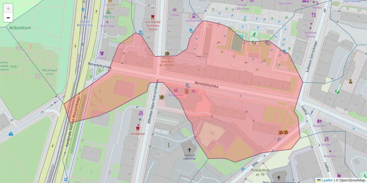 Szczegółowa mapa kodu pocztowego 50-350 z granicami, sąsiednimi kodami pocztowymi i urzędami pocztowymi