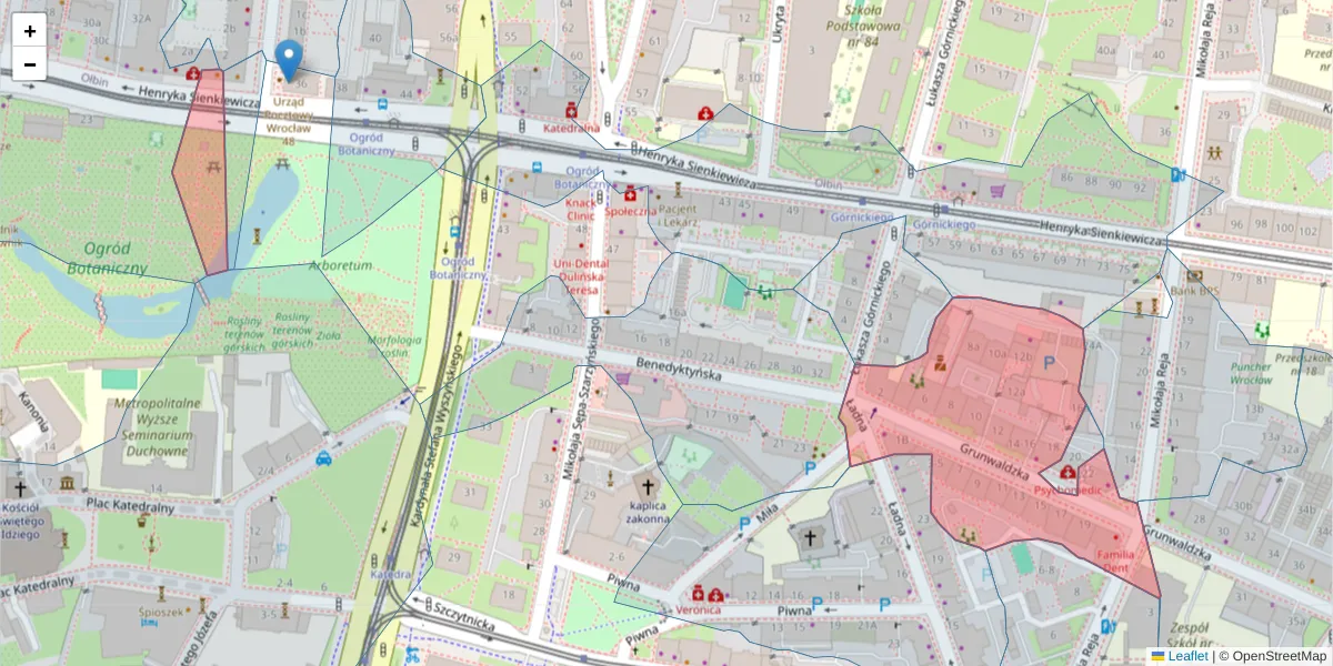 Szczegółowa mapa kodu pocztowego 50-355 z granicami, sąsiednimi kodami pocztowymi i urzędami pocztowymi