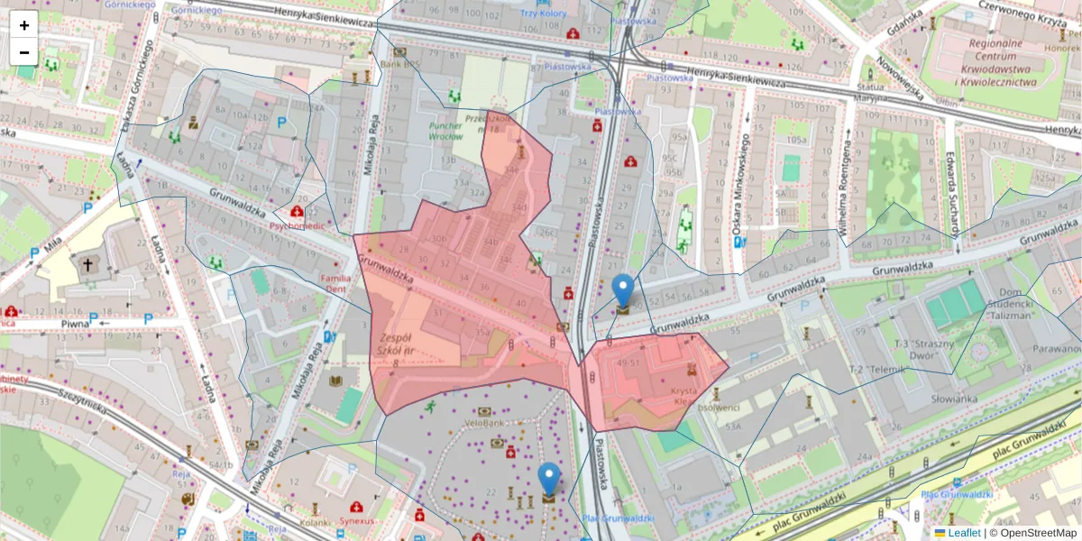 Szczegółowa mapa kodu pocztowego 50-356 z granicami, sąsiednimi kodami pocztowymi i urzędami pocztowymi