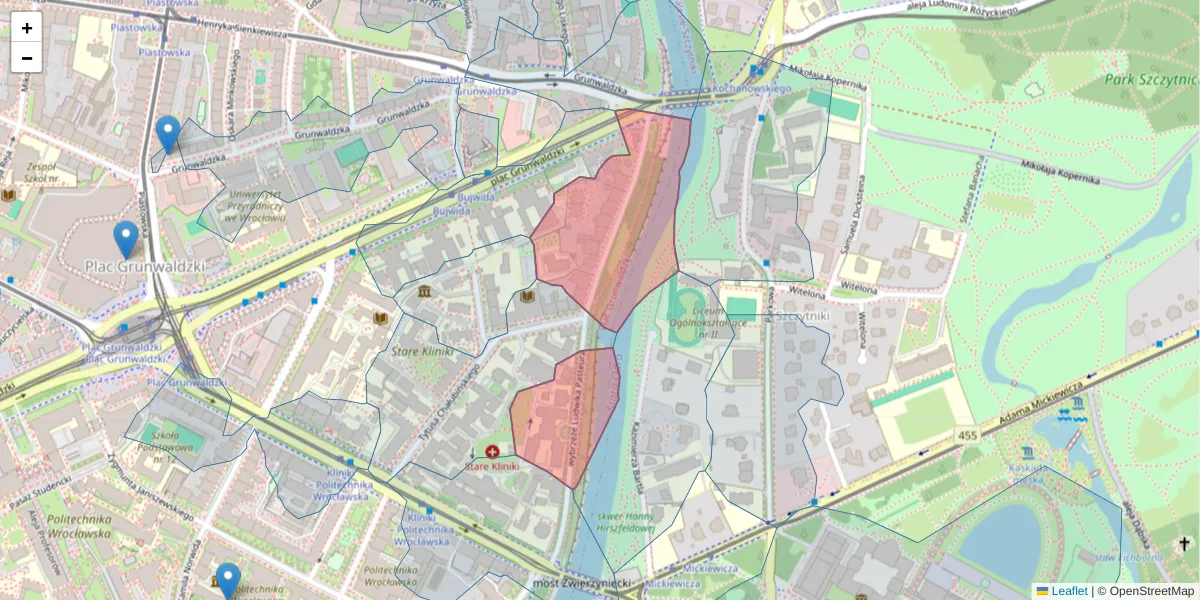 Szczegółowa mapa kodu pocztowego 50-367 z granicami, sąsiednimi kodami pocztowymi i urzędami pocztowymi