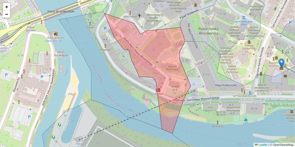 Szczegółowa mapa kodu pocztowego 50-376 z granicami, sąsiednimi kodami pocztowymi i urzędami pocztowymi