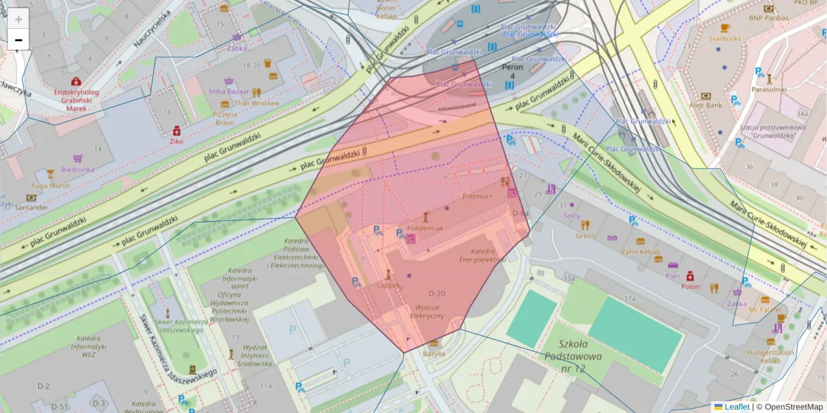 Szczegółowa mapa kodu pocztowego 50-378 z granicami, sąsiednimi kodami pocztowymi i urzędami pocztowymi