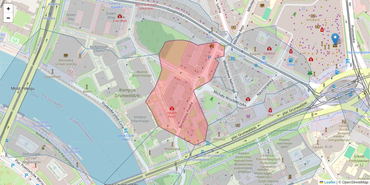 Szczegółowa mapa kodu pocztowego 50-379 z granicami, sąsiednimi kodami pocztowymi i urzędami pocztowymi