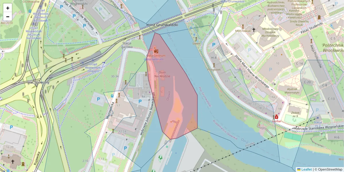 Szczegółowa mapa kodu pocztowego 50-406 z granicami, sąsiednimi kodami pocztowymi i urzędami pocztowymi