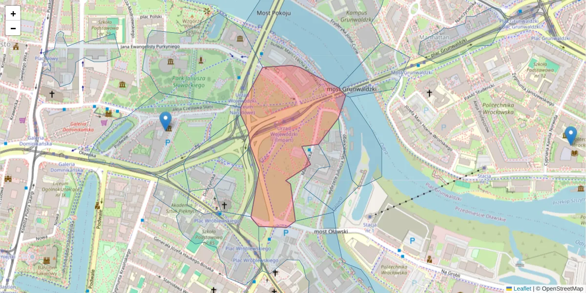 Szczegółowa mapa kodu pocztowego 50-408 z granicami, sąsiednimi kodami pocztowymi i urzędami pocztowymi