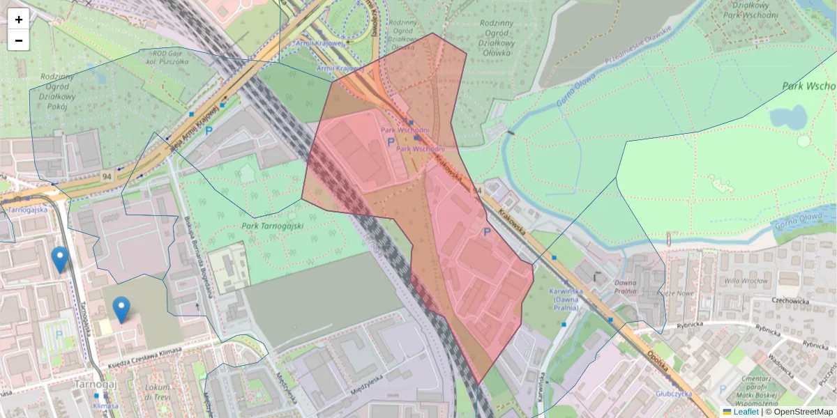 Szczegółowa mapa kodu pocztowego 50-428 z granicami, sąsiednimi kodami pocztowymi i urzędami pocztowymi