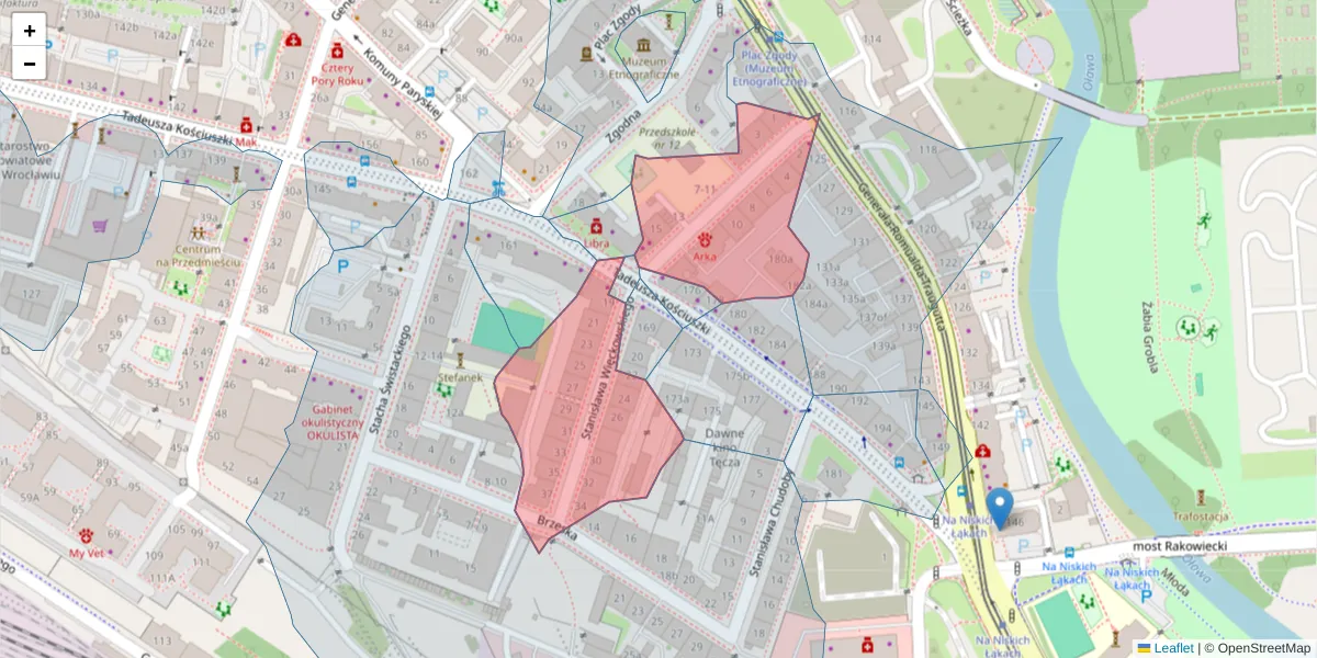 Szczegółowa mapa kodu pocztowego 50-431 z granicami, sąsiednimi kodami pocztowymi i urzędami pocztowymi