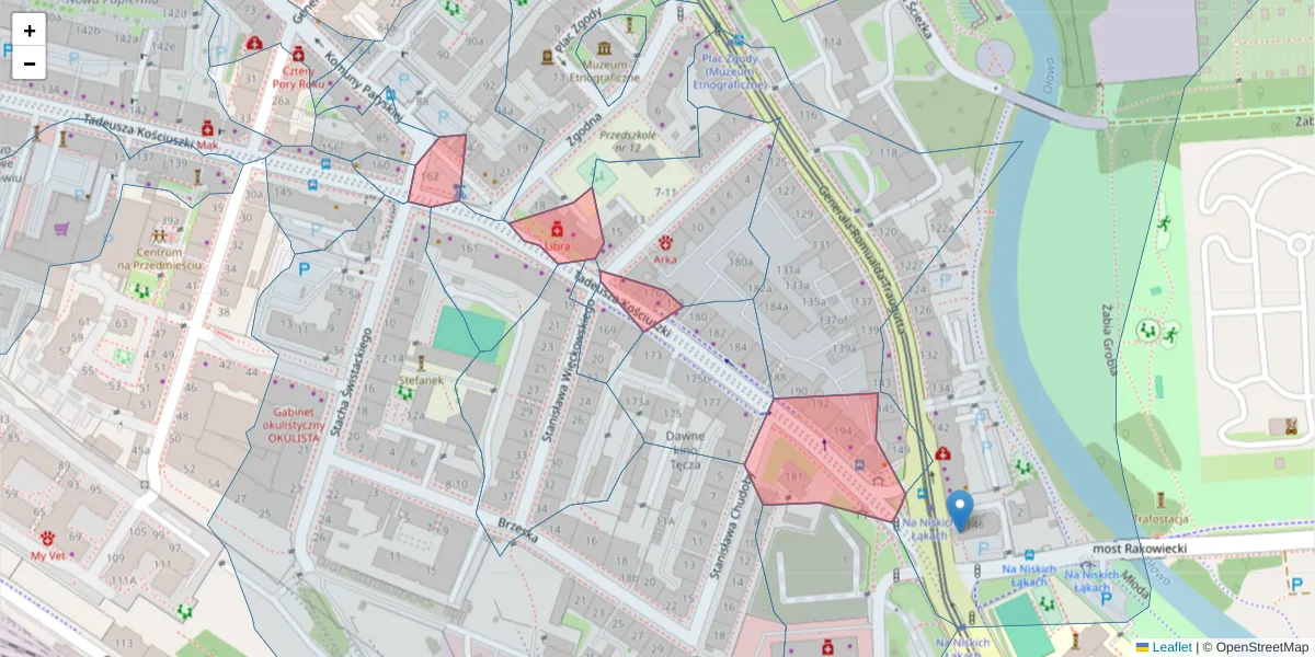 Szczegółowa mapa kodu pocztowego 50-437 z granicami, sąsiednimi kodami pocztowymi i urzędami pocztowymi