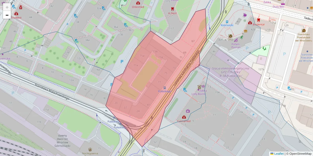 Szczegółowa mapa kodu pocztowego 50-444 z granicami, sąsiednimi kodami pocztowymi i urzędami pocztowymi