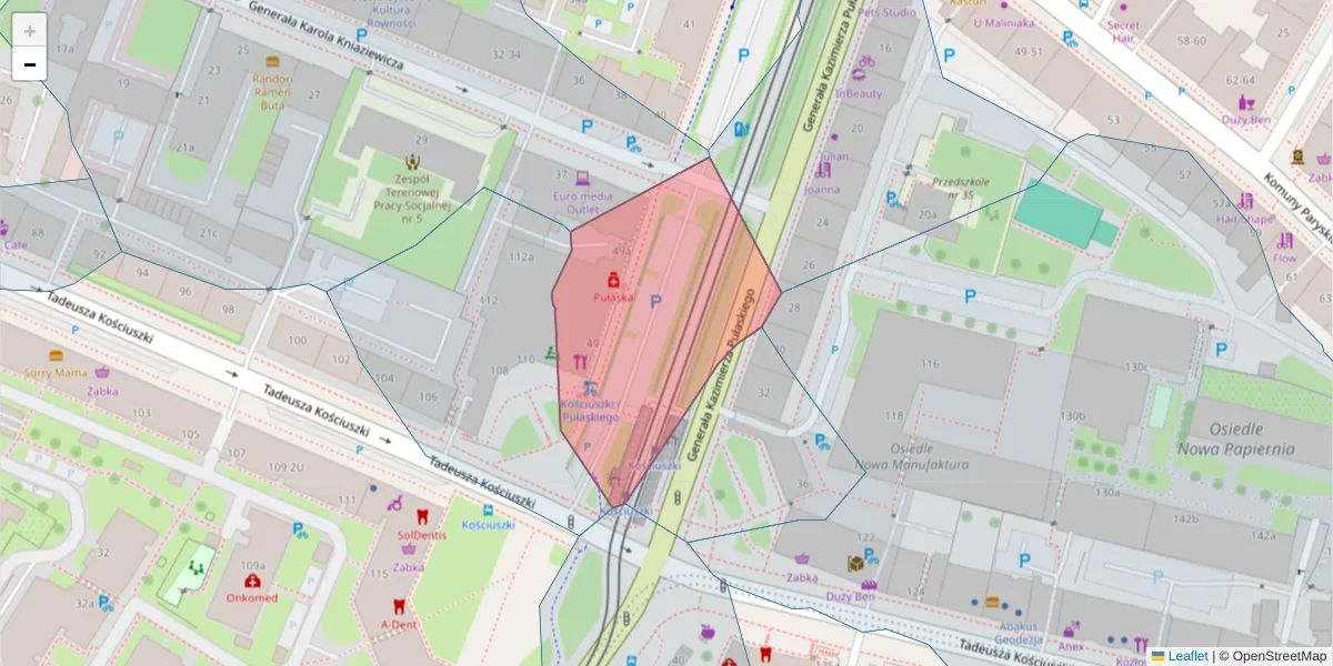 Szczegółowa mapa kodu pocztowego 50-445 z granicami, sąsiednimi kodami pocztowymi i urzędami pocztowymi