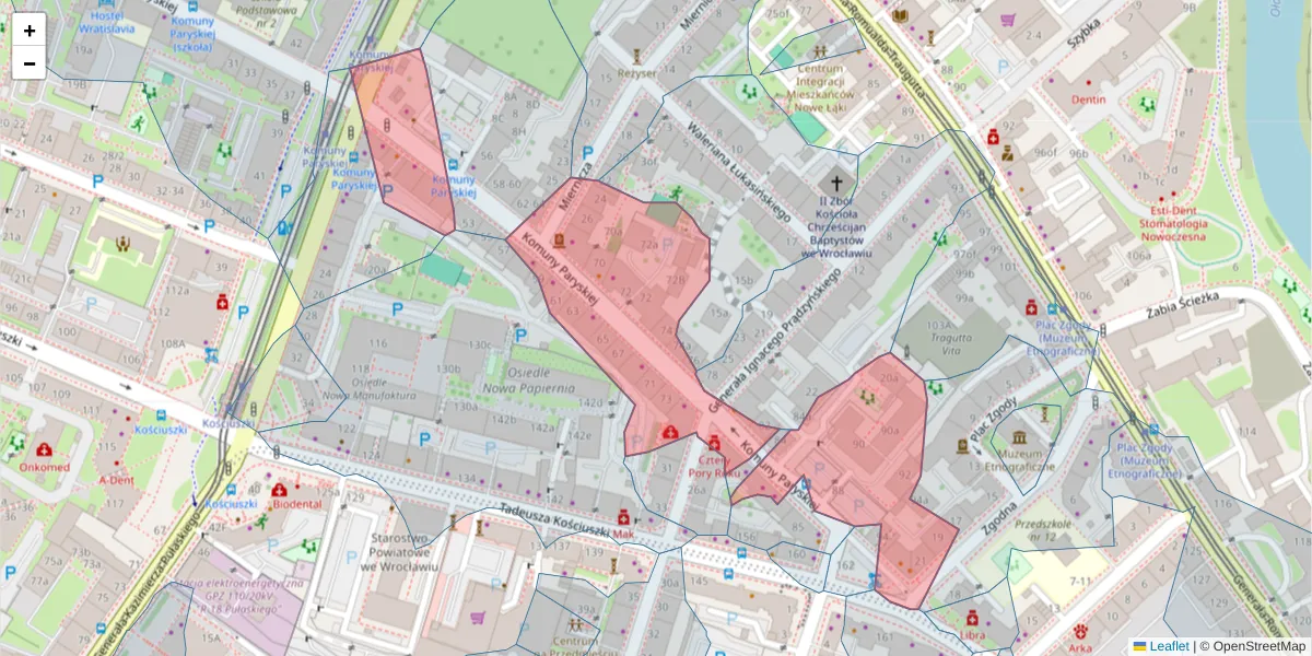 Szczegółowa mapa kodu pocztowego 50-452 z granicami, sąsiednimi kodami pocztowymi i urzędami pocztowymi