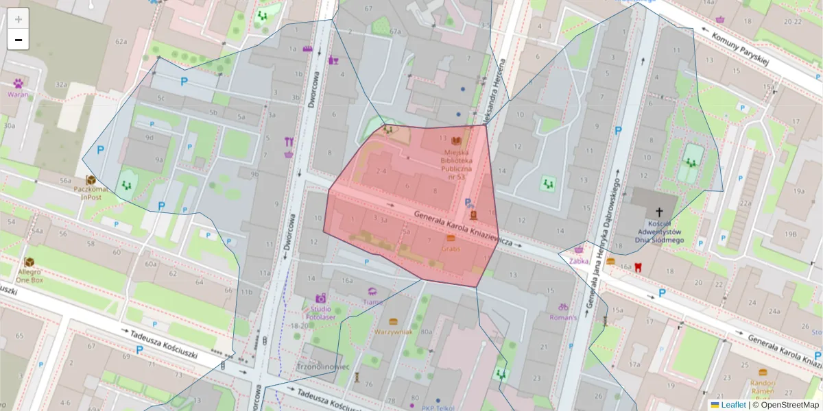 Szczegółowa mapa kodu pocztowego 50-454 z granicami, sąsiednimi kodami pocztowymi i urzędami pocztowymi