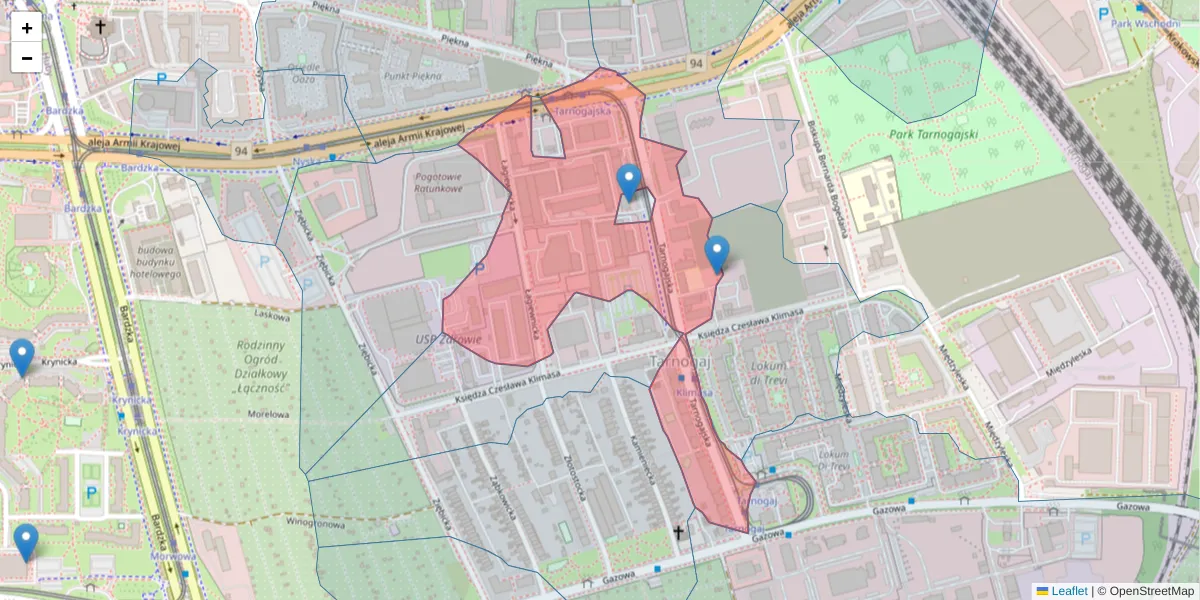 Szczegółowa mapa kodu pocztowego 50-512 z granicami, sąsiednimi kodami pocztowymi i urzędami pocztowymi