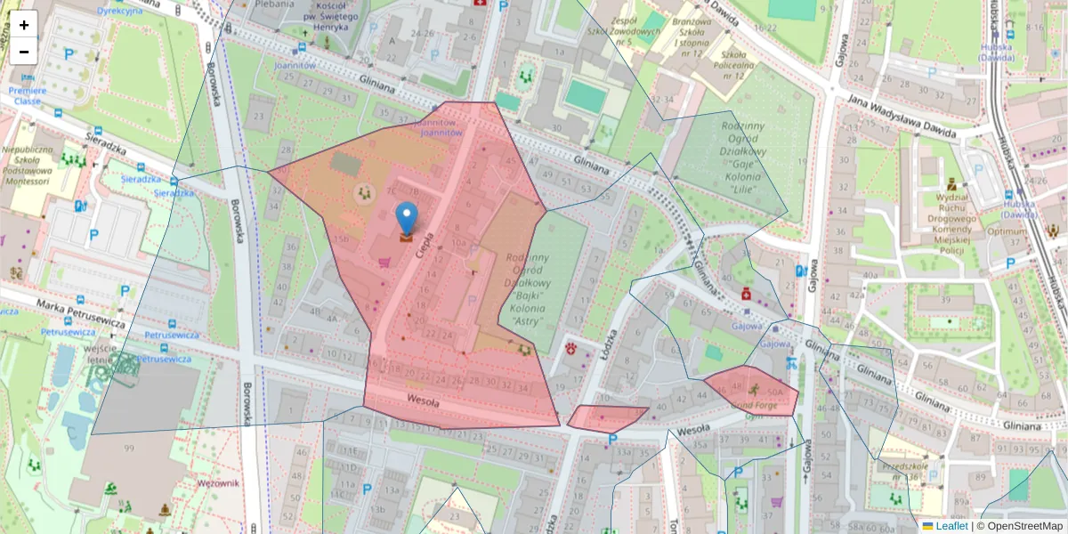 Szczegółowa mapa kodu pocztowego 50-524 z granicami, sąsiednimi kodami pocztowymi i urzędami pocztowymi