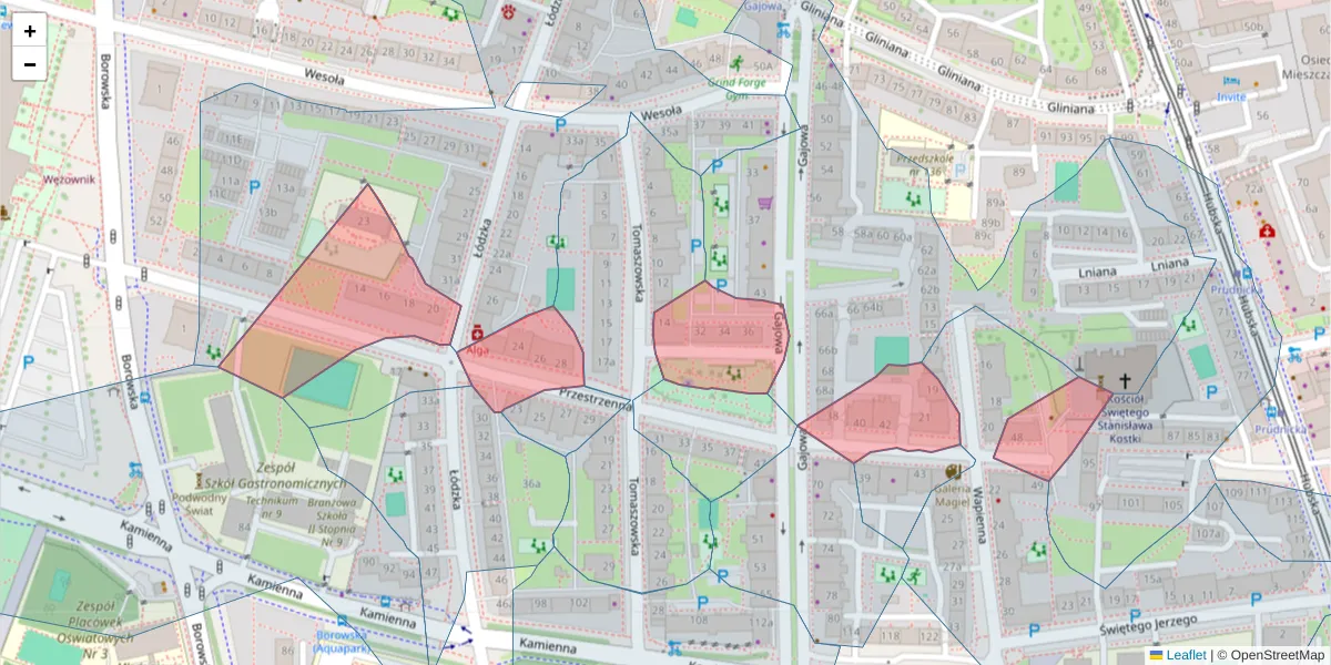 Szczegółowa mapa kodu pocztowego 50-533 z granicami, sąsiednimi kodami pocztowymi i urzędami pocztowymi