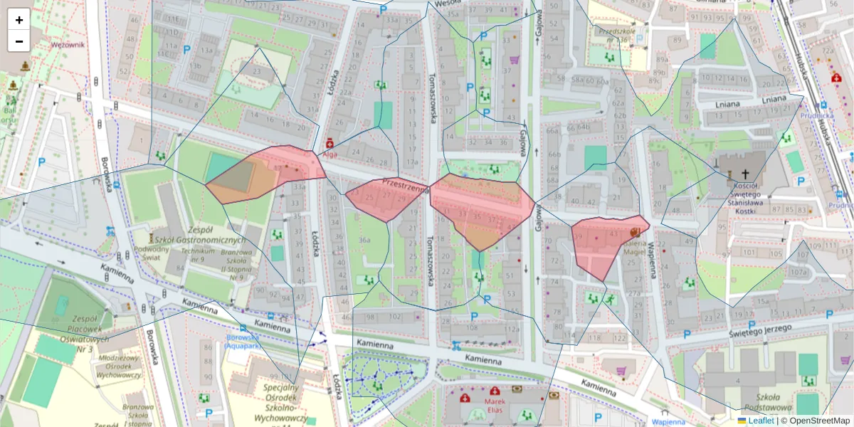 Szczegółowa mapa kodu pocztowego 50-534 z granicami, sąsiednimi kodami pocztowymi i urzędami pocztowymi