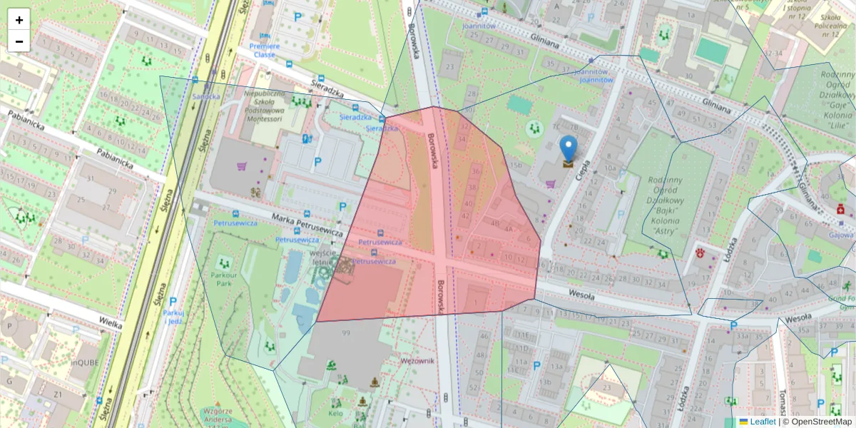 Szczegółowa mapa kodu pocztowego 50-535 z granicami, sąsiednimi kodami pocztowymi i urzędami pocztowymi