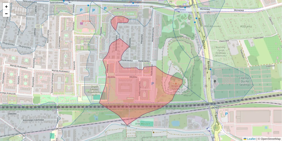 Szczegółowa mapa kodu pocztowego 50-536 z granicami, sąsiednimi kodami pocztowymi i urzędami pocztowymi