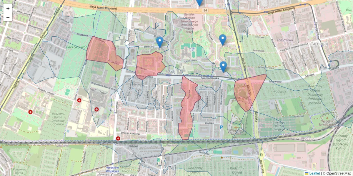 Szczegółowa mapa kodu pocztowego 50-538 z granicami, sąsiednimi kodami pocztowymi i urzędami pocztowymi