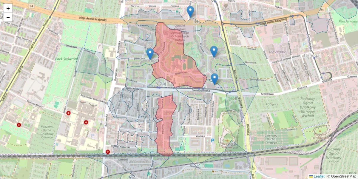Szczegółowa mapa kodu pocztowego 50-540 z granicami, sąsiednimi kodami pocztowymi i urzędami pocztowymi