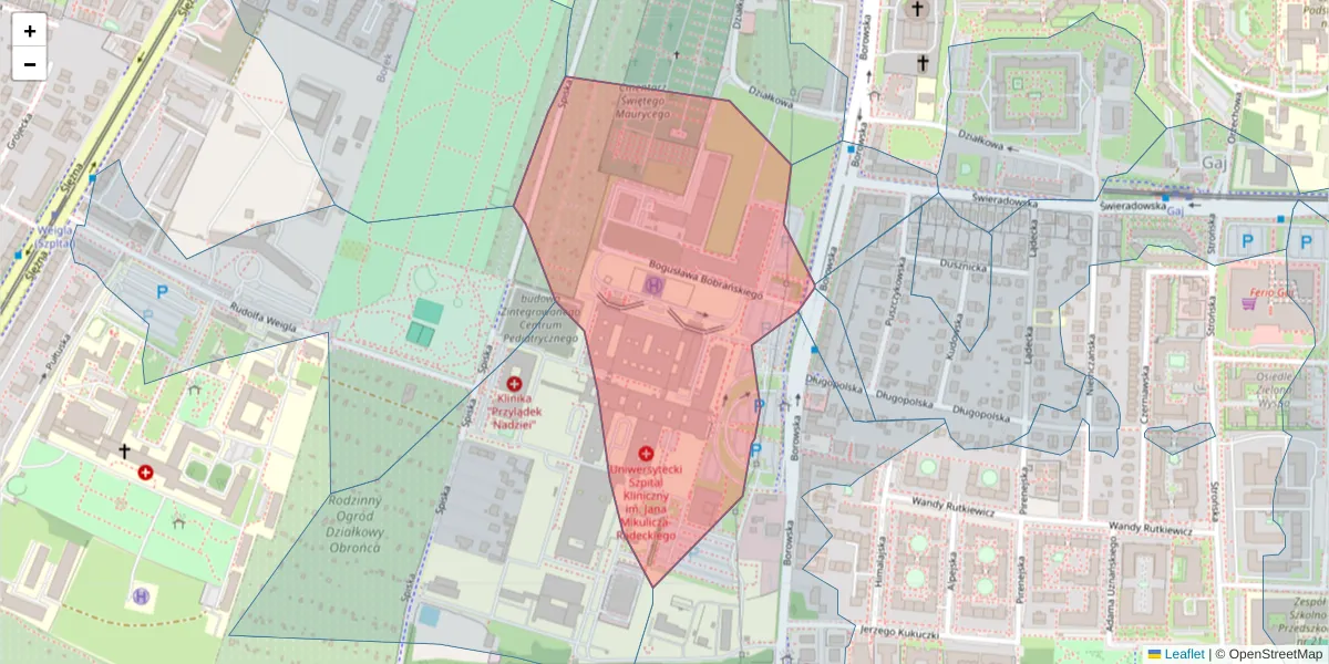 Szczegółowa mapa kodu pocztowego 50-556 z granicami, sąsiednimi kodami pocztowymi i urzędami pocztowymi