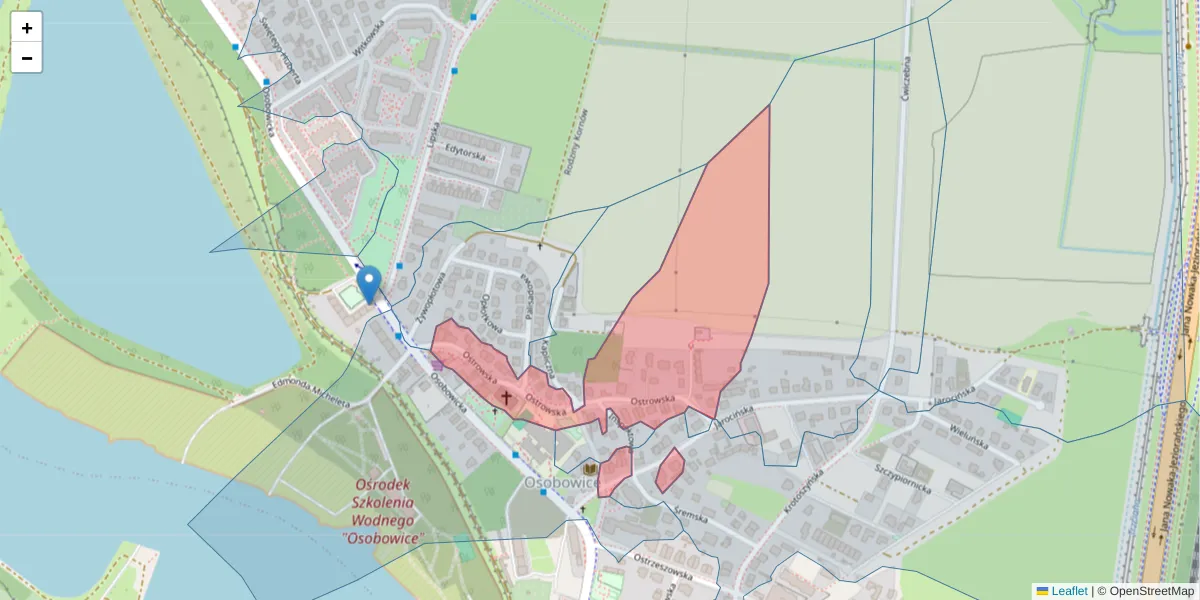Szczegółowa mapa kodu pocztowego 51-005 z granicami, sąsiednimi kodami pocztowymi i urzędami pocztowymi