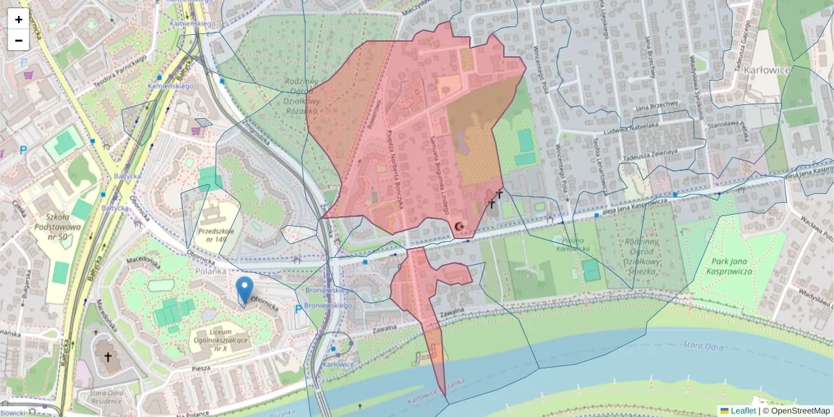 Szczegółowa mapa kodu pocztowego 51-138 z granicami, sąsiednimi kodami pocztowymi i urzędami pocztowymi